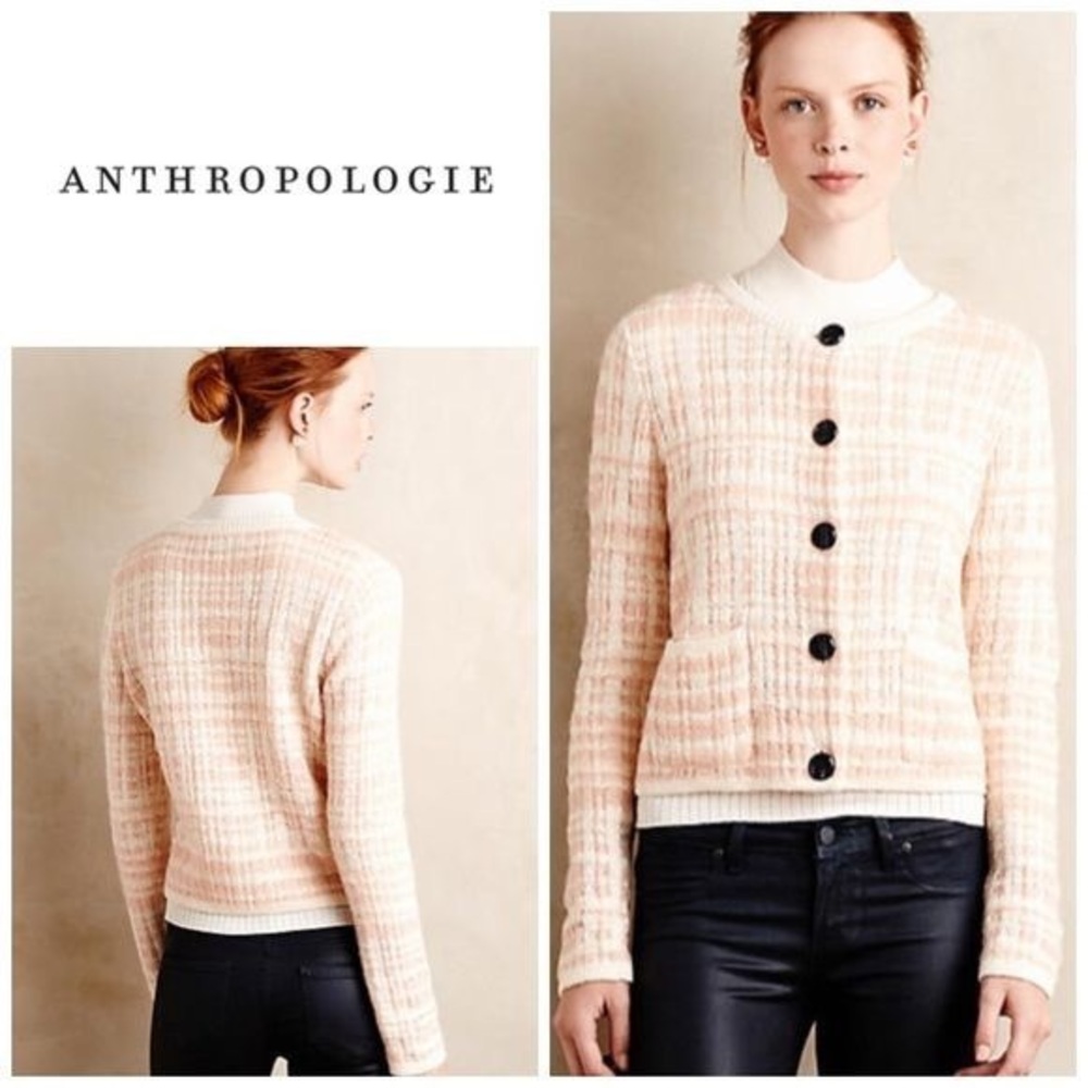 Anthropologie plaid boucle cardigan sweater